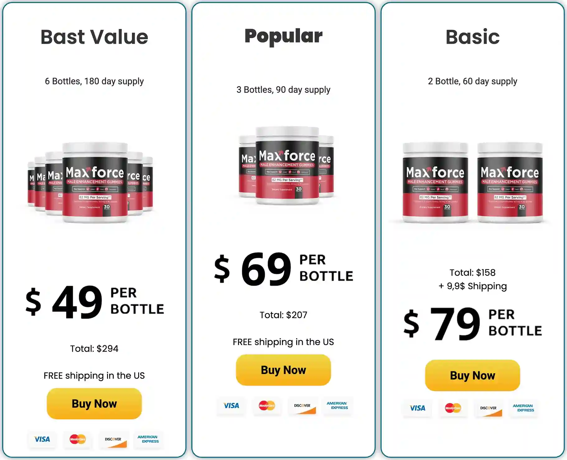 Max Force Pricing — 2, 3 and 6 Jar Packages